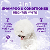 Shampooing et après-shampooing 2-en-1 premium pour chiens et chats, marque privée, formule végétale, pour un pelage brillant et doux, soin et toilettage.