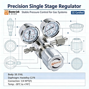 Vanne régulatrice de pression de gaz à diaphragme en Hastelloy SS316L, contrôle de l'oxygène et de l'azote, type piston à haut débit pour systèmes de gaz industriels - Product Image 3