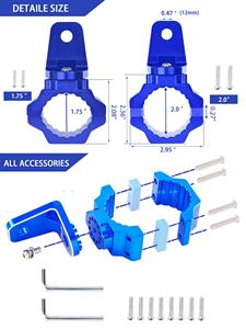 Support de lumière de fouet UTV, support de drapeau UTV rotatif à 360 ° pour barre de rouleau de 1.75 "à 2" de Polaris RZR, <span class=keywords><strong>Can</strong></span> <span class=keywords><strong>Am</strong></span>, Talon, Commander,(1 pièce bleu) - Product Image 4