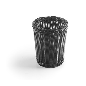Cestino portaoggetti da cucina in rattan Verti nero, contenitore intrecciato per utensili e posate - Product Image 1
