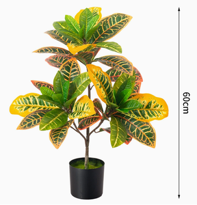 Árbol de Banyan Artificial Realista y Ecológico, <span class=keywords><strong>Planta</strong></span> de Croton Arcoíris Hecha a Mano en Maceta para Decoración de Bodas y Hogar en Año Nuevo - Product Image 6