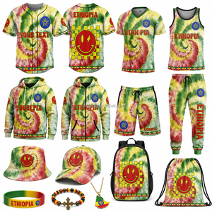 Vêtements personnalisés tie-dye d'Éthiopie pour hommes et femmes, vêtements à motifs africains, t-shirt en jersey, sweat à capuche, short, survêtement, chapeau, sac, usine - Product Image 1
