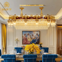 Bijouterie française de luxe en cristal décorative en bronze suspension hôtel banquet table à manger lustre victorien en laiton antique