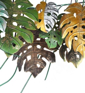 Nuovo <span class=keywords><strong>Design</strong></span> <span class=keywords><strong>moderno</strong></span> fatto a mano bellissimo <span class=keywords><strong>soggiorno</strong></span> decorativo Multi colore della giungla foglie di metallo arte della parete per la decorazione della casa