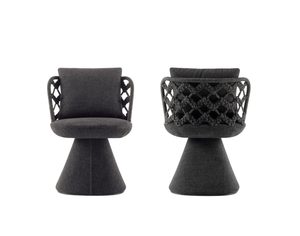 Silla de Comedor de Cuerda Tejida de Lujo Moderno, Silla de Diseño para <span class=keywords><strong>Restaurante</strong></span>, Sillón con Base Cónica Única para Hotel, Villa, Sala de Estar al Aire Libre - Product Image 1