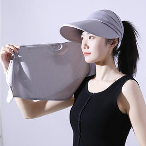 Chapeau de <span class=keywords><strong>soleil</strong></span> à large bord pour femmes OEM avec couverture de visage détachable Chapeau d'été extérieur avec protection UV Queue de cheval Chapeau de pêche à séchage rapide - Product Image 2