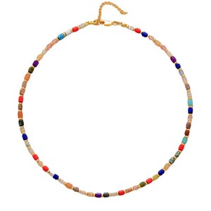 Collier ras du cou tendance avec perles multicolores en pierre naturelle, chaîne de clavicule, bijoux de fête pour femme, style bohème minimaliste - Product Image 5