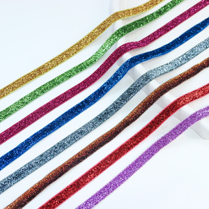 Pita Beludru Glitter Elastis Berlapis Es Lebar 5/8" Bahan Nilon/Metalik Satu Sisi untuk Dekorasi Pesta Natal - Product Image 3