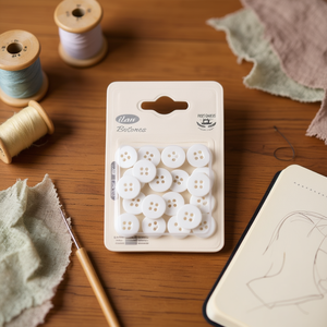 Bottoni bianchi Ilan da 15 mm a 4 fori, confezione da 24 per cucito e artigianato - Product Image 2