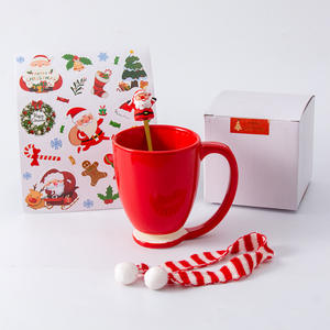 Mug en céramique personnalisé pour Noël, coffret cadeau avec cuillère et poignée, impression sérigraphique pour usage domestique, cadeaux 2024 - Product Image 3