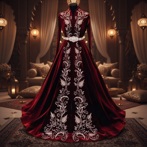 Magnifique Kaftan Marocain Élégant en Soie Satinée Premium 100% Soie, Longueur Ras du Sol, Sans Manches, Style Vintage, Gracieux et Modeste, Robe de Soirée Éblouissante - Product Image 3