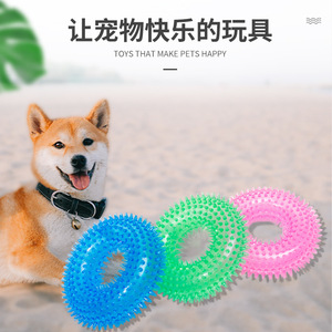 Juguete de anillo con púas de TPR para mascotas, popular transfronterizo, con sonido, anillo mordedor duradero para la dentición, anillo grande con púas para perros grandes - Product Image 1
