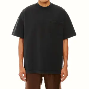 Роскошная Тяжелая футболка из органического хлопка с круглым вырезом и спущенными плечами, Высококачественная Винтажная футболка без рисунка на заказ