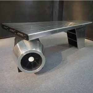 लक्जरी डिजाइनर डेस्क एविएटर डेस्क एल्यूमीनियम विमान विंग कला सजावट विंटेज विमान टेबल