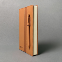 Libreta Premium de Cuero Sintético de Dos Tonos con Portaplumas y Doble Costura para Profesionales de Negocios