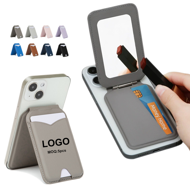 Magnetic Phone Wallet With Makeup Mirror Card Holder Case with Stand RFID-Blocking Magsafe Wallet for iPhone 12-17 Pro Max Serie