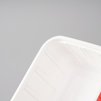 Boîte à emporter carrée en PP rouge et blanc ondulé jetable, conteneur bento pour aliments pour bébés et emballage de riz au curry