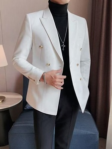 Veste de costume décontractée à double boutonnage pour hommes-printemps-automne Costume unique d'affaires britannique haut de gamme dans la <span class=keywords><strong>tendance</strong></span>, ensemble de costume pour hommes à coupe ajustée - Product Image 1