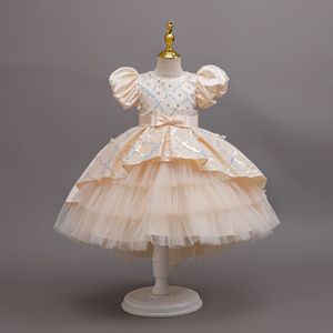 Robe de Soirée Etrangère à Manches Bouffantes pour Fille de 3 à 10 Ans, Robe de Soirée Transparente à la Mode pour Mariage, Déplorations d'Été - Product Image 3