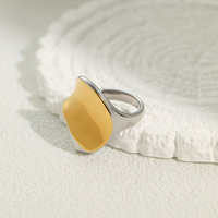 Lot de bagues géométriques torsadées bicolores irrégulières à large bande, plaquées or 18 carats, en acier inoxydable, pour empilage, vente en gros