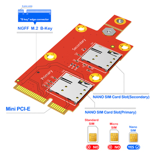 M.2 Key B - Mini PCI-e Adaptörü, Dizüstü Bilgisayarlar için Çift Nano SIM Yuvalı, 3G/4G/5G Modülü PCB Malzemesi, Stokta Mevcut - Product Image 3