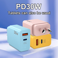 Chargeur mural USB Type-C 30W double port QC3.0 PD à charge rapide, compatible caméra électrique, prises EU/UK/AU, OEM/ODM