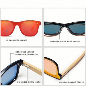Custom Logo Fashion Retro Square Wooden TAC Polarized Bamboo <b>Sunglasses</b> for Men Women Comfortable UV Protection Lightweight - Product Image 6