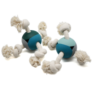 Heißer Verkauf Hochwertiges Großhandels-Hundespielzeug aus Seil mit Gummiball, Dreieckring, Interaktives Hundespielzeug im nordischen Stil - Product Image 1