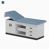 Lit d'hôpital manuel à 3 tiroirs et 2 portes, table d'examen et de traitement médical pour les soins à domicile