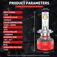 Phares LED de voiture Xenplus Ai02 150W 56000LM avec contrôle APP BT, lumière RGB à couleur variable H1 H3 H8 H9 H11 9005 9006