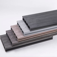 Dek Lantai WPC Motif Kayu Warna Hitam Abu-abu dengan Finishing Brushed, Tahan Air, Bebas Perawatan, Sambungan Tanpa Celah, Garansi 20 Tahun