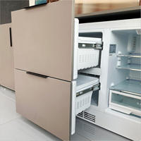 Nouveau prix d'usine, mini réfrigérateur-congélateur domestique 196L, réfrigérateur en plastique intégré, tiroir sous le comptoir, mini bar