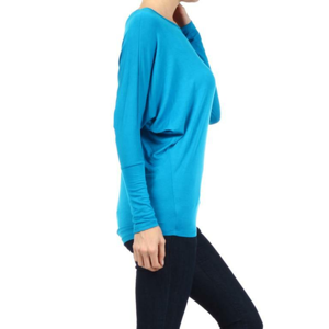 TD leggero Dolman Basic Top a manica lunga abito blu Casual
