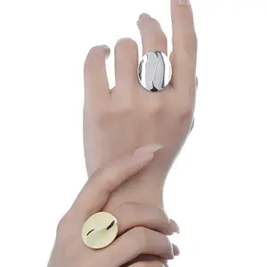 18K chapado en oro Unisex Cruz Twist gran diámetro joyería geométrica árabe exagerado anillos de acero inoxidable