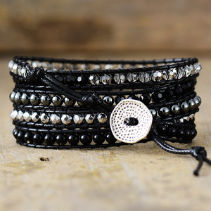 Handmade <b>Beaded</b> <b>Bracelet</b> 5 Strand Wrapped Woven Crystal Rhinestone Dark Horse Color Unisex Jewelry Gift Fashion Wrap <b>Bracelets</b> - Product Image 3