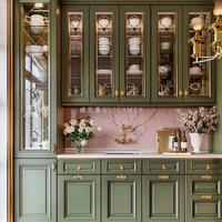 WICCAMEN Cuisine américaine traditionnelle sur mesure pour toute la maison, armoires de cuisine ouvertes intégrées en bois massif, cuisine moderne en forme de L 5