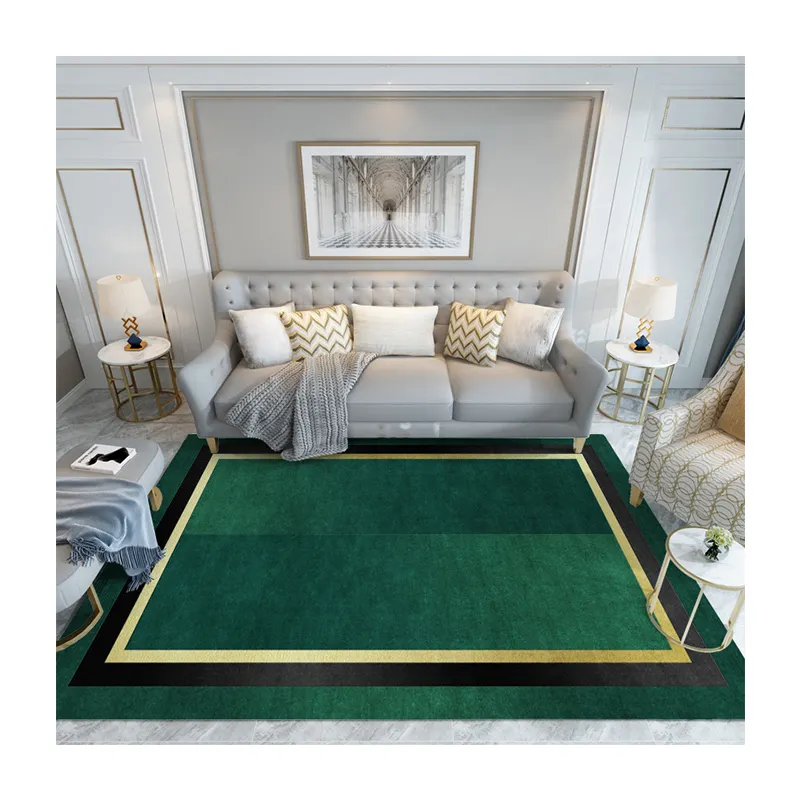 Non-slip Green Area Rug Modern Printed Design Washable Large Carpet for Bedroom Kitchen Living Room Office