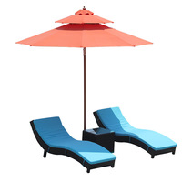 Chaise longue d'extérieur en rotin PE imperméable pour piscine, transat de plage avec structure en aluminium et table d'appoint