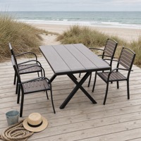 Table et chaises de patio en acier au carbone pour la terrasse de la maison de plage, les déjeuners et les repas en plein air