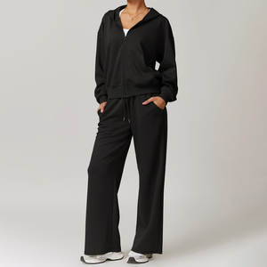 DTZ8952-<span class=keywords><strong>3</strong></span> 女式两件套超大半拉链卫衣阔腿运动裤休闲套装 - Product Image 6