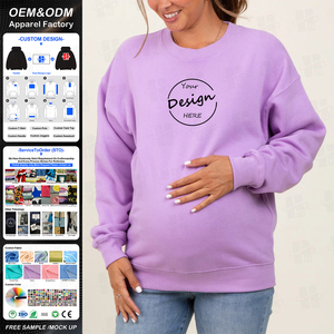 Sudadera Personalizada con Estampado Puff para Mujeres Embarazadas, Sudadera Holgada de Algodón con Cuello Redondo y Bordado Personalizado en Colores Brillantes - Product Image 1