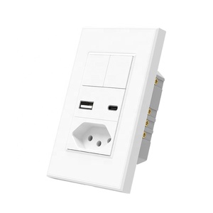 ซ็อกเก็ตผนังบราซิลพร้อมพอร์ต USB Type C เต้ารับบราซิล wifi 3 แก๊งสวิตช์ WiFi เต้ารับสมาร์ท USB และประเภท C - Product Image 5