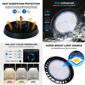 Vente en gros de lampes LED à haute luminosité, réglables en puissance et en température de couleur, SMD en aluminium UFO IP65 100W 150W 200W 240W pour <span class=keywords><strong>parking</strong></span> - Product Image 3