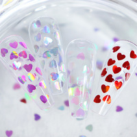 Décoration d'art d'ongles en acrylique 3D pour la Saint-Valentin, paillettes en forme de cœur rouge, confettis pour les yeux et le visage