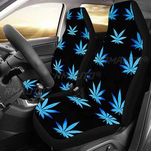 1/2/7PCS Housses de siège de voiture universelles imprimées feuilles bleues, protection de siège, coussin de siège, housse complète pour la plupart des voitures, style cool - Product Image 4