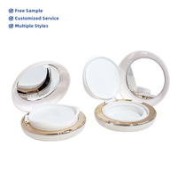 Boîte d'emballage cosmétique vide en plastique rond blanc nacré 13g avec miroir pour crème BB, étui portable pour coussin d'air, avec logo personnalisé