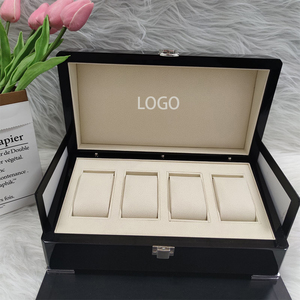 Boîte à montres en bois personnalisée avec logo, directement de l'usine, 4 emplacements, boîte de rangement de luxe pour montres, boîte cadeau pour 4 montres - Product Image 2