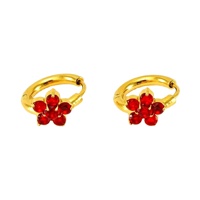 Anting-anting Huggie Fashion dari Baja Anti Karat Grosir, Lapisan Emas 18K, Bunga Minimalis, Anting Hoop Acero untuk Wanita