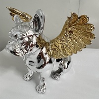 Figurine de chien en résine chromée colorée Statues de chien en résine avec ailes d'ange pour la décoration intérieure
