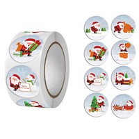 Autocollants ronds Joyeux Noël 500 pièces/rouleau, étiquettes adhésives, personnalisables pour cadeaux et pâtisseries